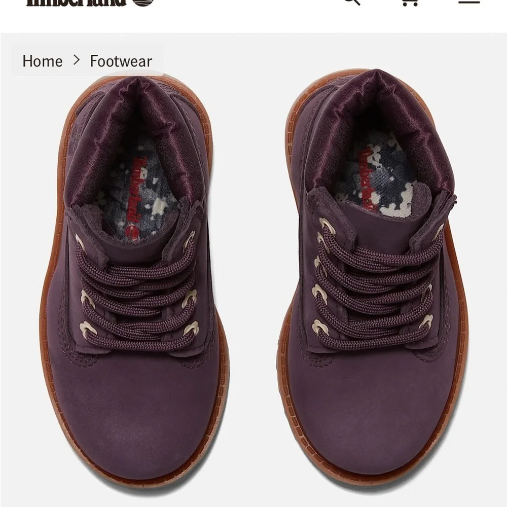 Timberland Kids Plum Nubuck Leather Lace-Up Waterproof Boots 6 Suede Hiking